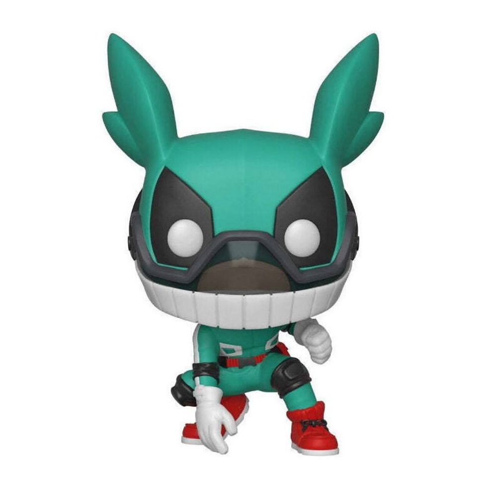 Freistehende Funko POP! Figur von Izuku Midoriya aus 'My Hero Academia' auf einem weißen Hintergrund. Die Figur zeigt Midoriy