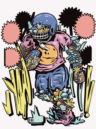 A Book From Defeat. Trippy Football Illustration by Brad Leiby aka 20 Arms