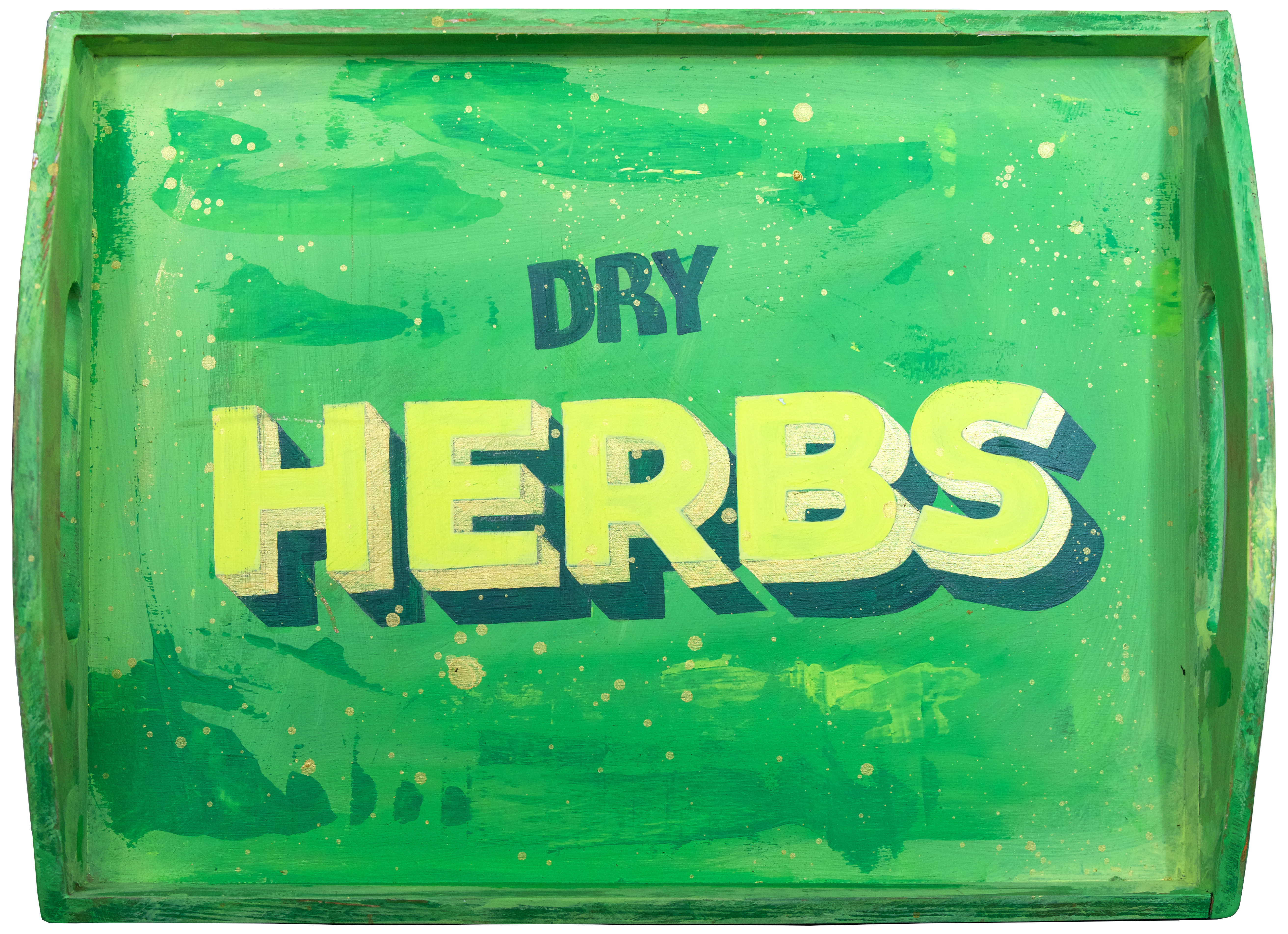 Hand Painted Sign on Wood Tray- DRY HERBS