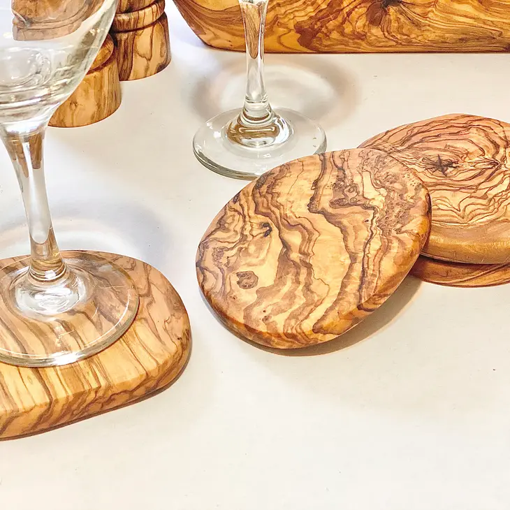 Thumbnail: Set of 4 Olive Wood Coasters