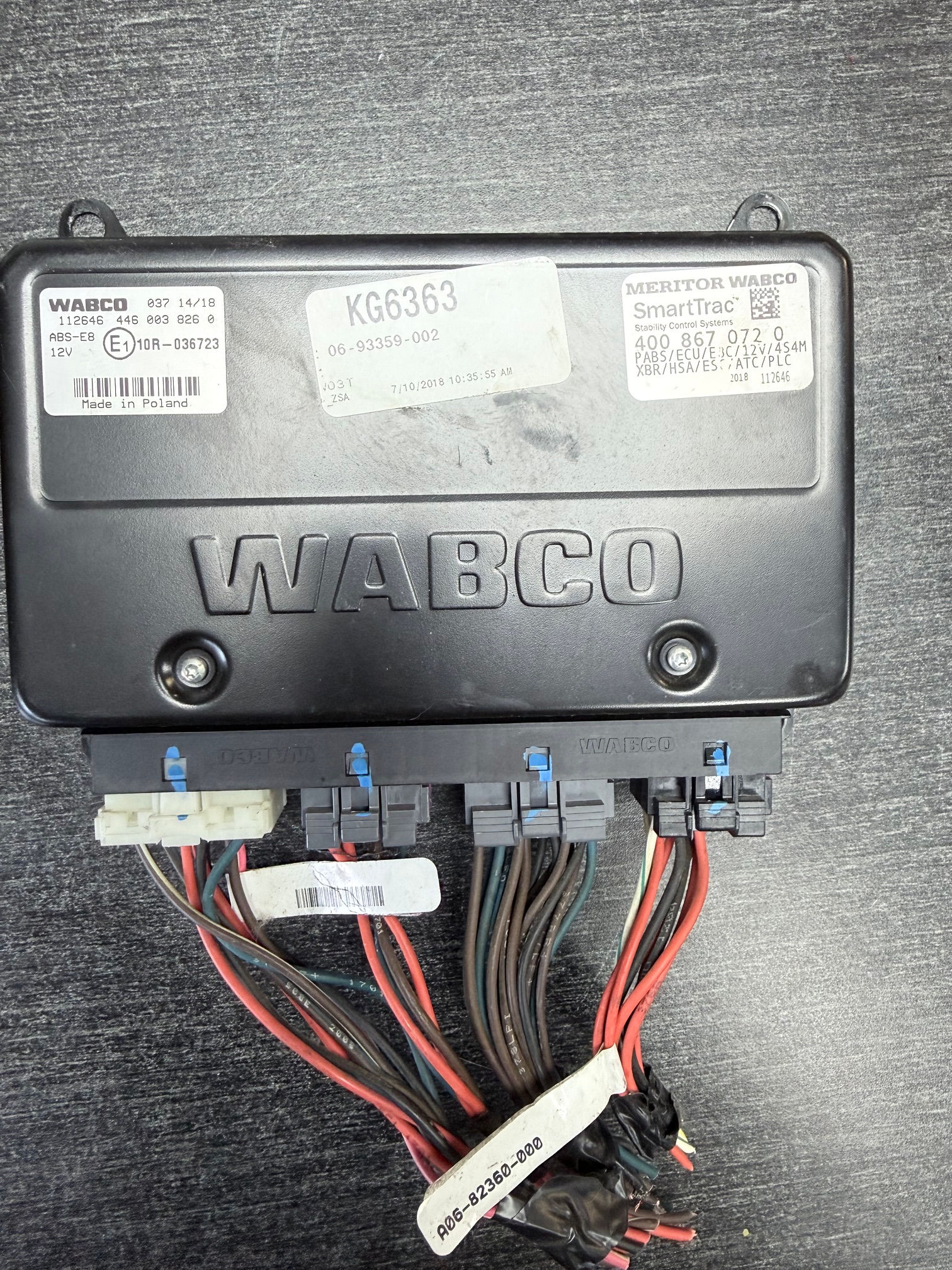 Freightliner Cascadia Meritor WABCO SmartTrac Module 4008670720 06-93359-002 Use