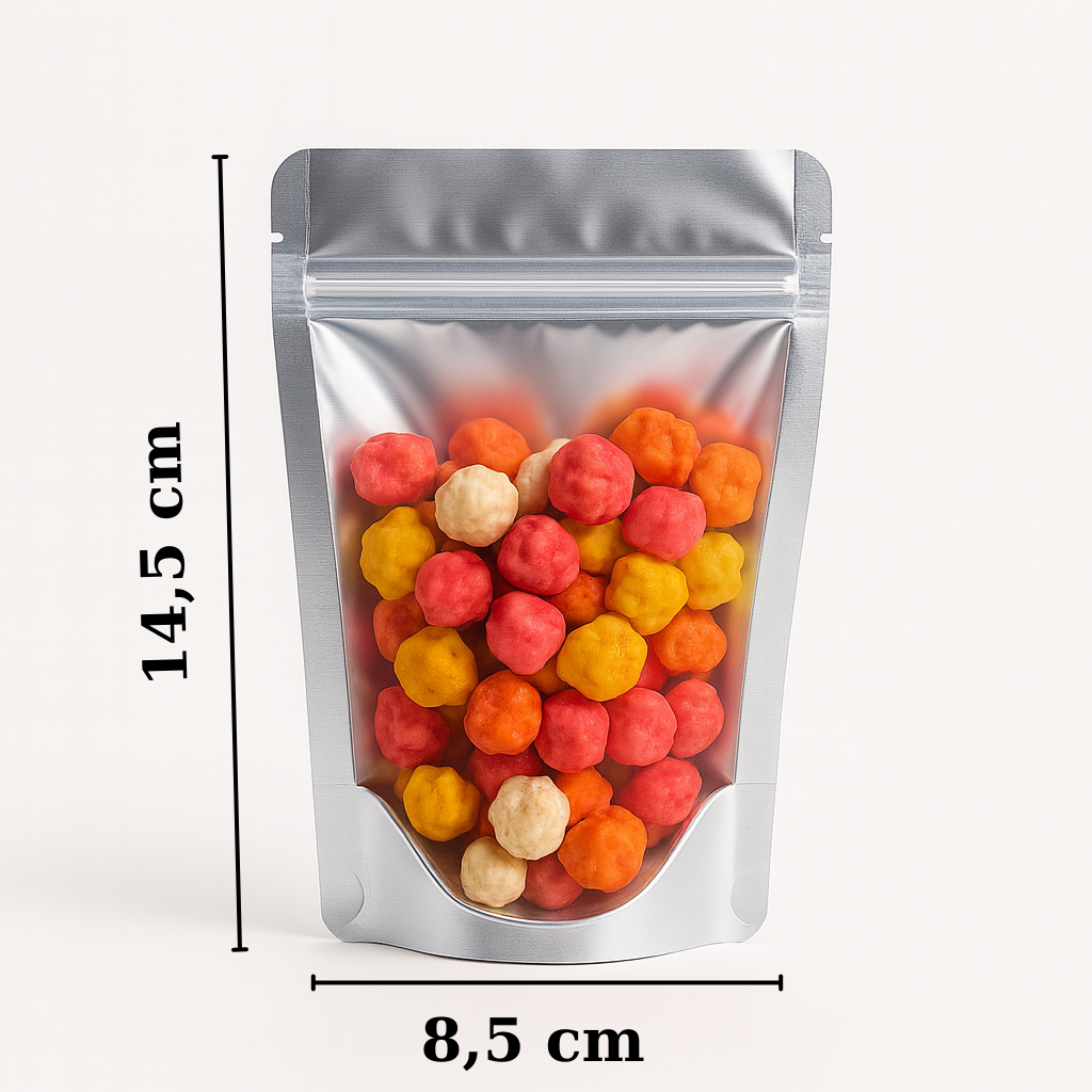 8,5x14,5 Şeffaf Metalize Doypack