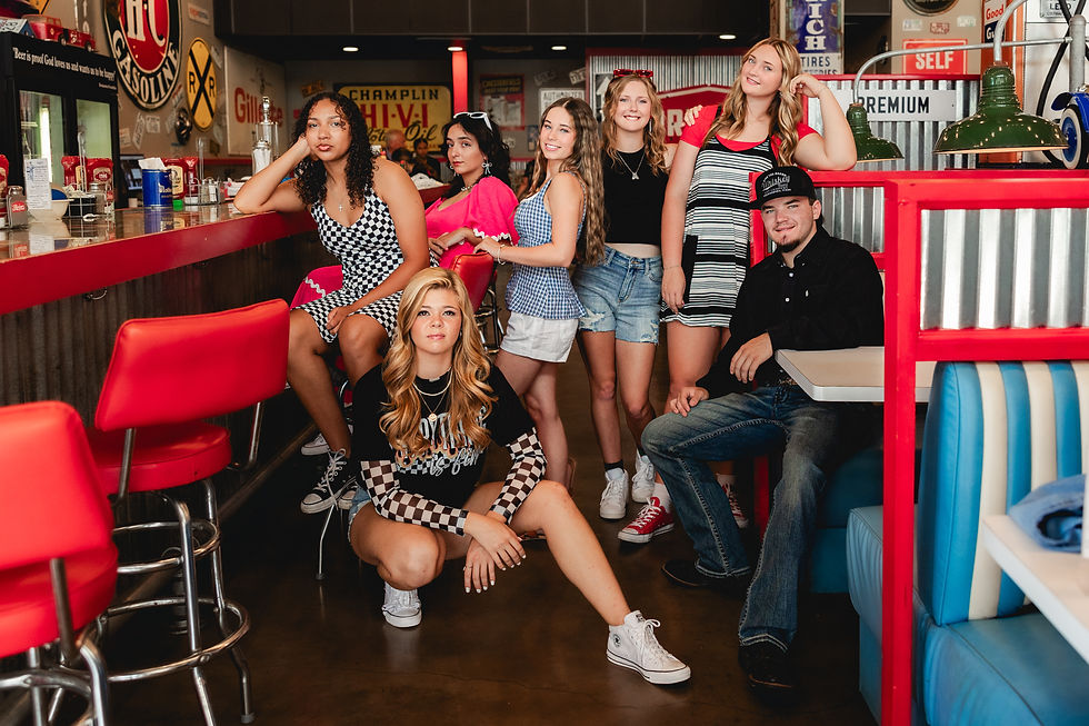 2026 Senior Rep group shot in retro diner