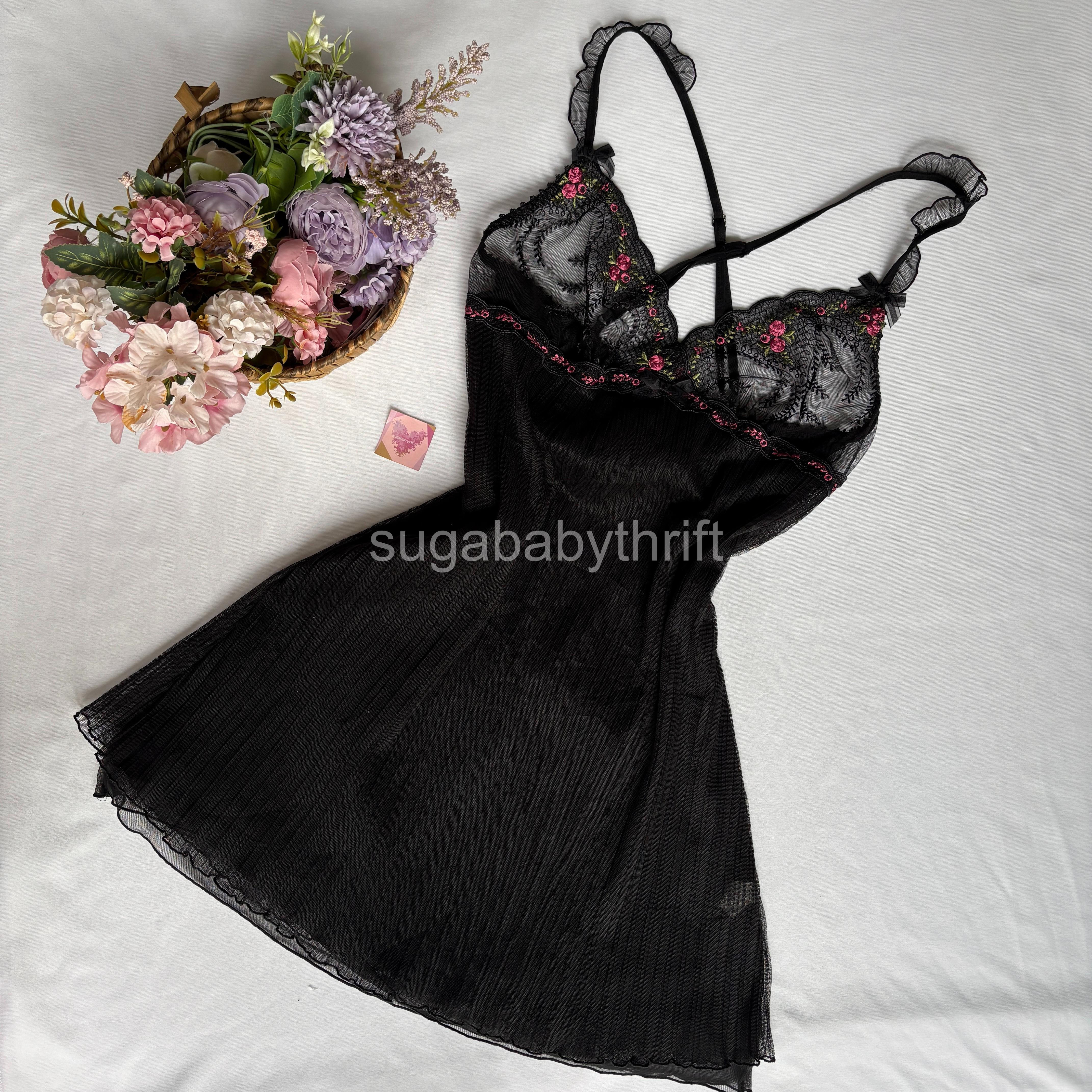 embroidered black babydoll
