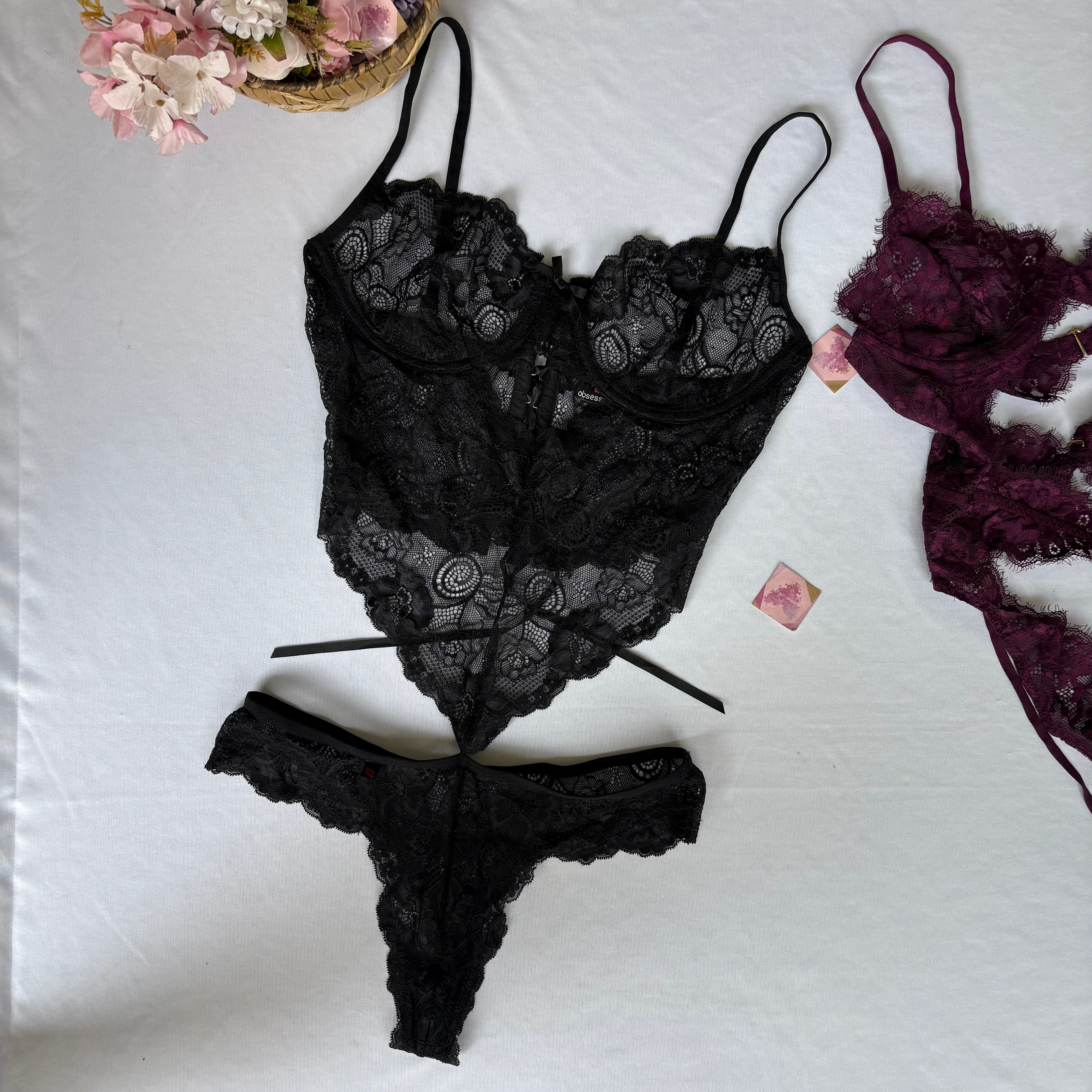 Black lace bodysuit