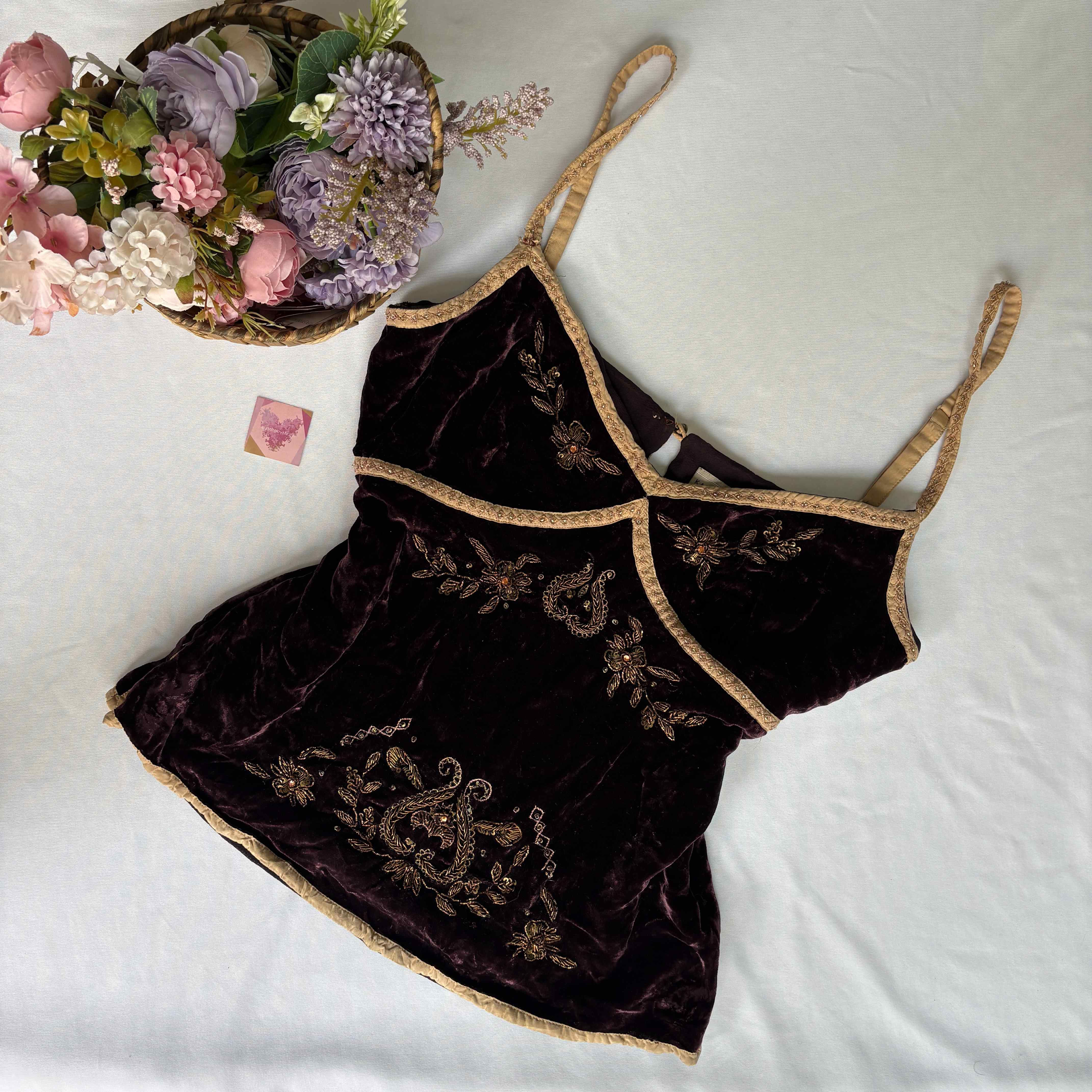 Velvet beaded top