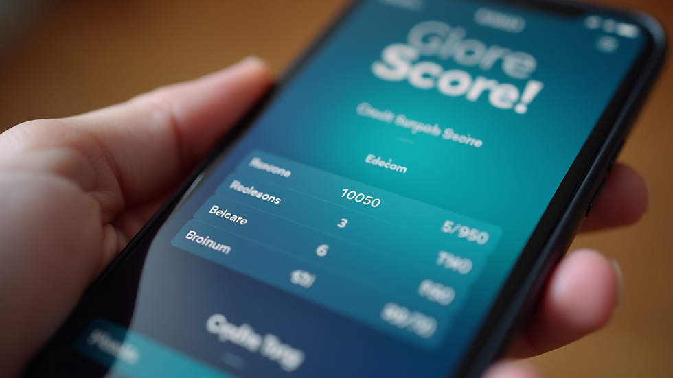 Close-up view of a smartphone showing a credit score app