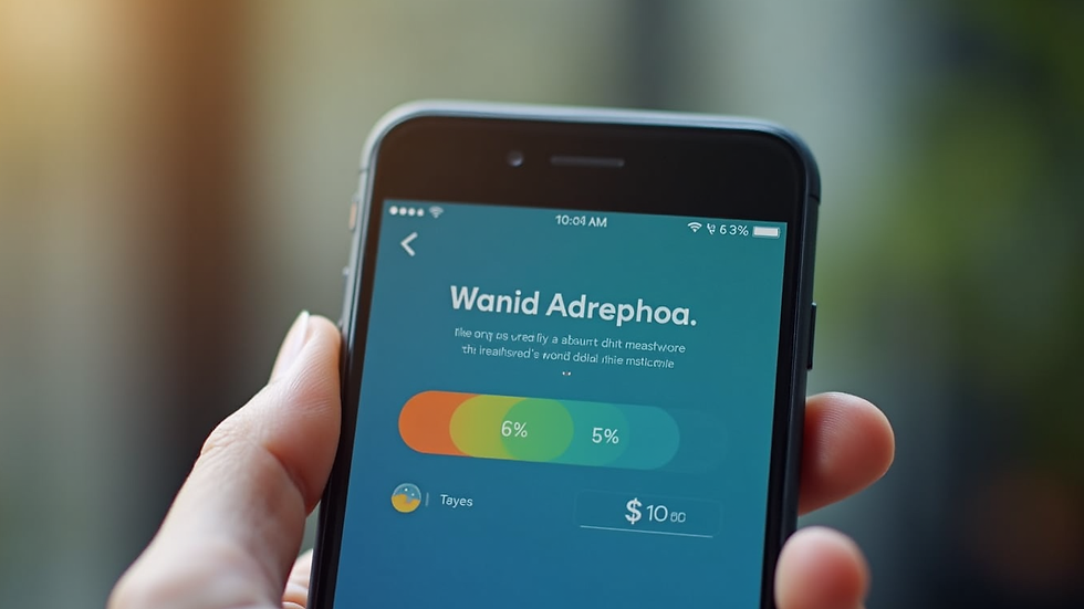 Close-up view of a smartphone displaying credit score improvement notifications