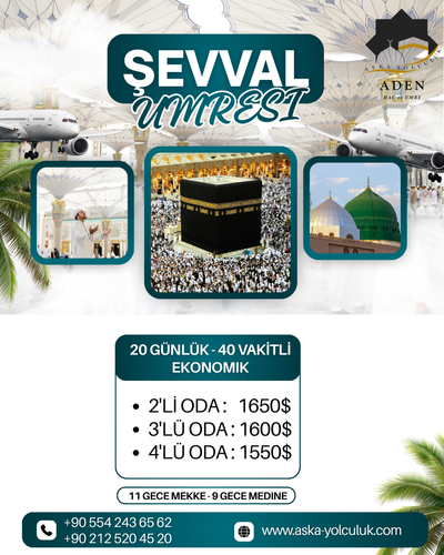 20 Günlük Şevval Umresi – Ekonomik Program (40 Vakitli)