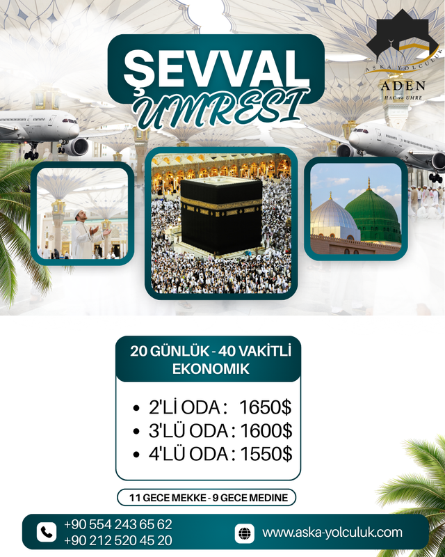 20 Günlük Şevval Umresi – Ekonomik Program (40 Vakitli)