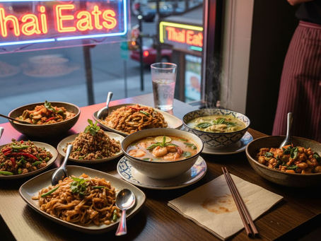 Seven authentic spicy Thai dishes at Las Vegas table