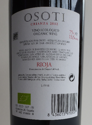 Thumbnail: Bodegas Osoti Rioja Chrianza 2012 BIO