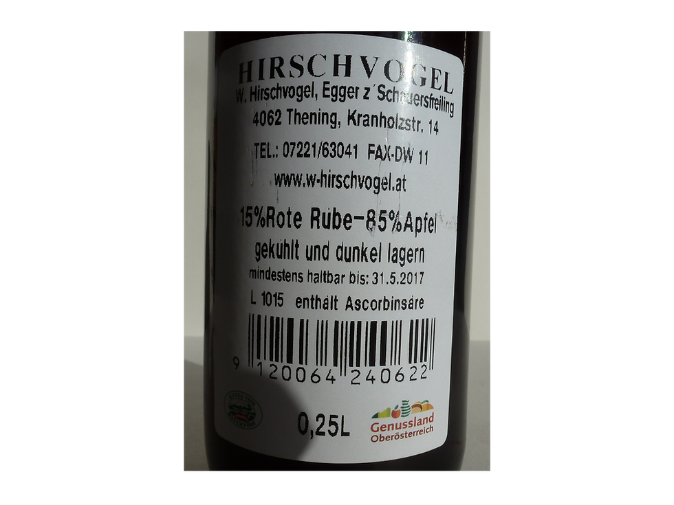 Miniaturbild: Hirschvogel Mischsaft "Rote Rübe mag Apfel" 0,25l