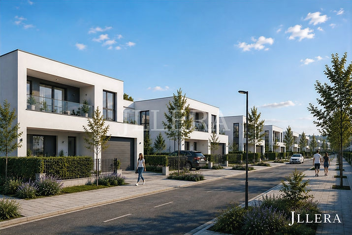 Vista conceptual de Distrito Norte en Badajoz. Proyecto de JLLERA que integra vivienda, actividad comercial y nuevos espacios urbanos en una ubicación estratégica.