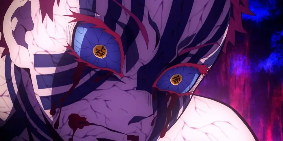 Muzan threatens Akaza and hurts him