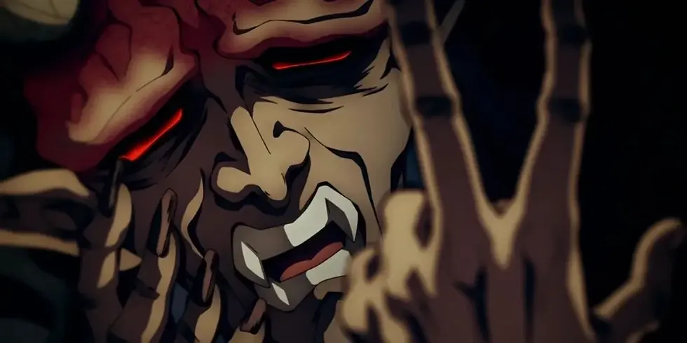 Hantengu being scared of Muzan