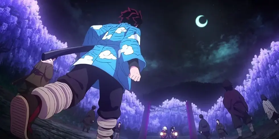 Tanjiro walks into the wisteria forest for the Final selection
