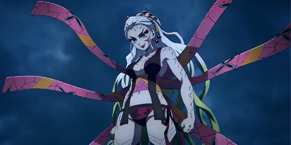 Daki uses hi Obi to fight Zenitsu