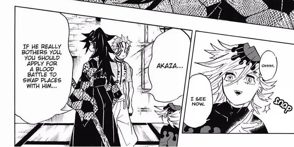 Kokushibo asks Akaza to challenge Doma in a Blood Battle