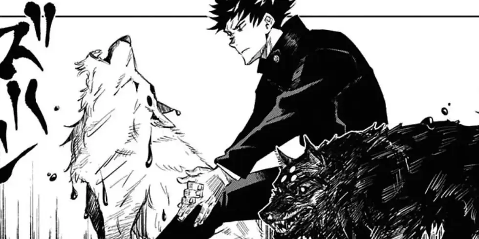 Megumi summons Divine Dogs JJK manga