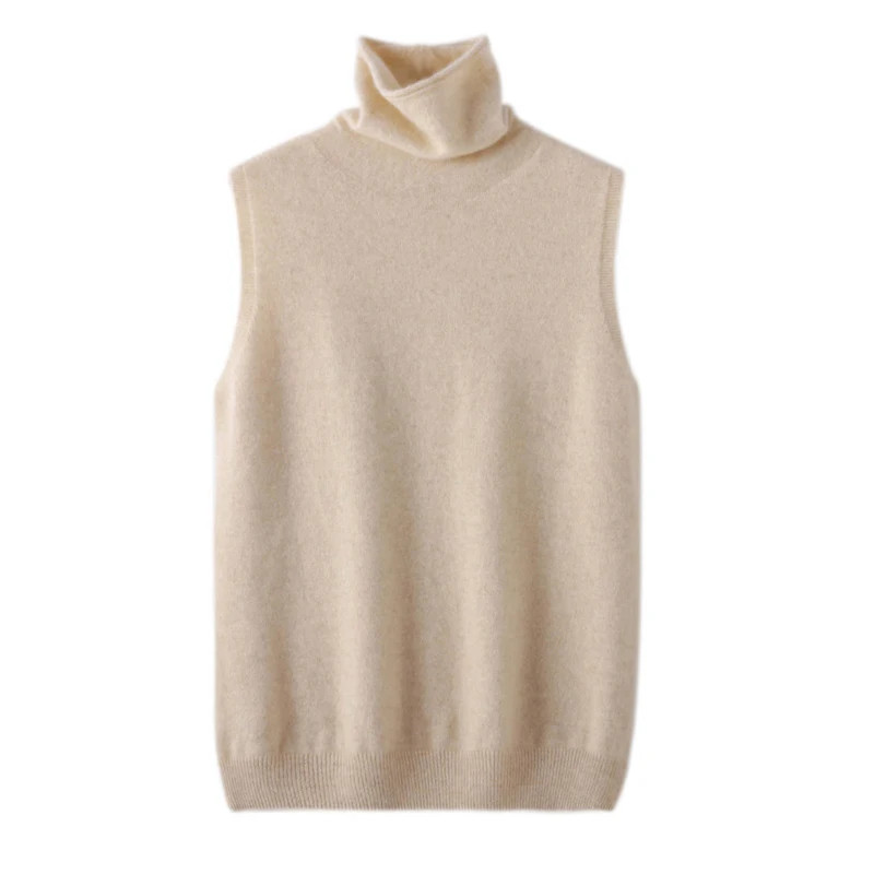 Miniatura: Women 100% Merino Wool Sleeveless Pullovers Turtleneck Sweater Waistcoat Wool