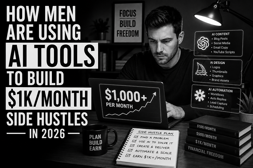 Artificial intelligence is reshaping how people earn extra income, and many men are turning to AI-powered tools to create side hustles that bring in $1,000 or more each month.