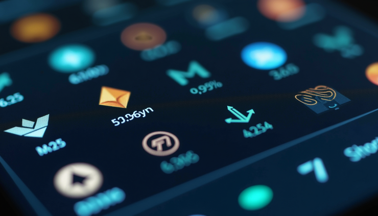 Eye-level view of a digital wallet interface showing multiple cryptocurrency tokens