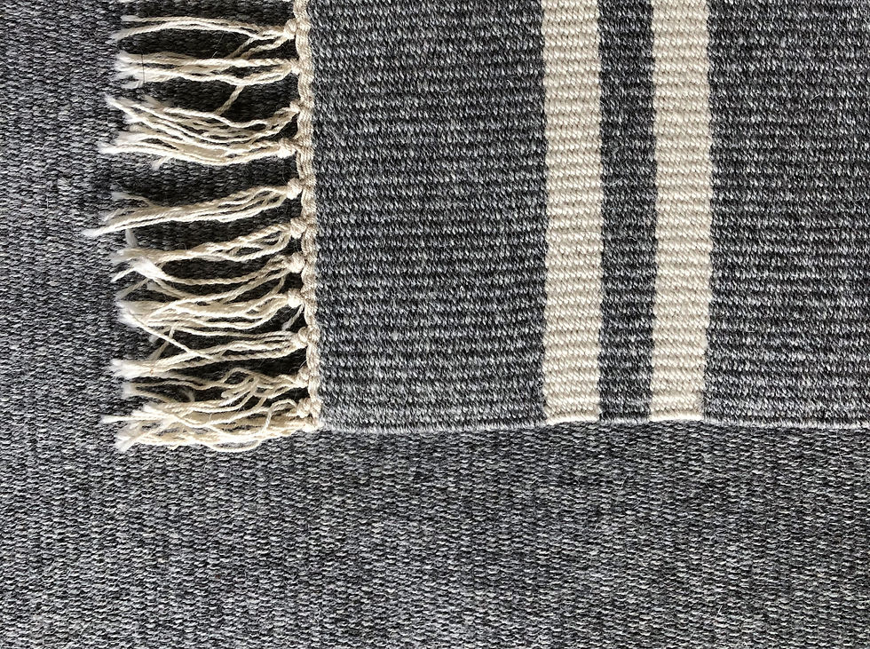 Thumbnail: Wool Flatweave Rug - Grey Stripe