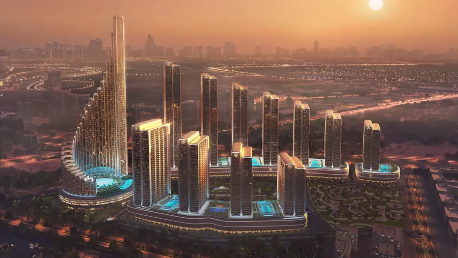 Mercedes-Benz branded residences Dubai master development featuring luxury high-rise towers and landmark skyline architecture