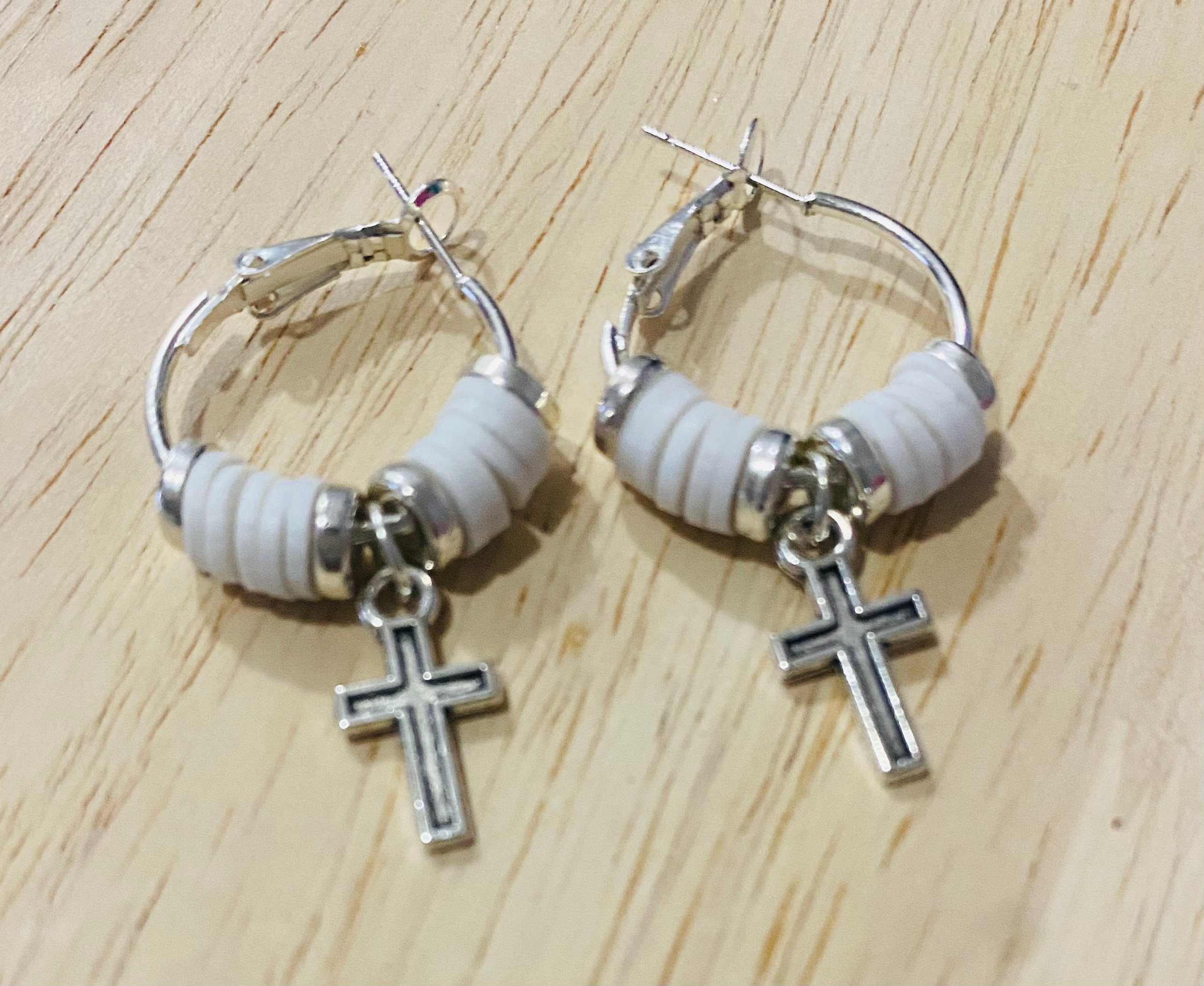 Small Cross Silver Earrings 