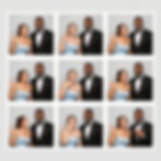 Wedding photo gallery grid of a couple in a photo booth.