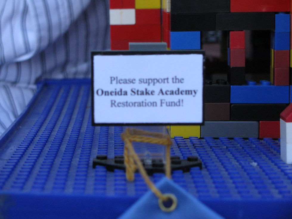 Their replica contained fund-raising details. The twins hope to see the building restored soon.