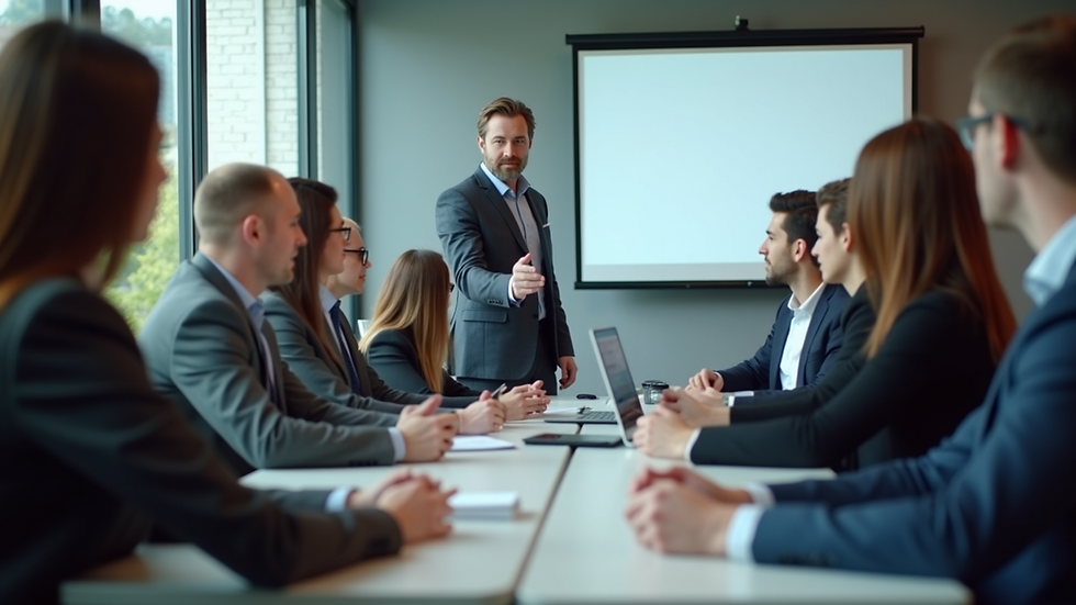 Eye-level view of a sales team in a training session