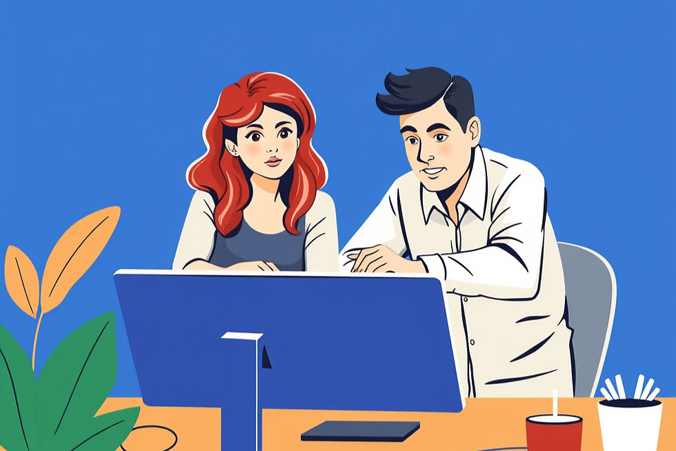 Co-workers discussing a project