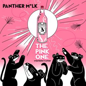 Illustration for Panther M*lk made at Agency Twenty Three. Playful bright illustration of panthers celebrating and clawing after the glowing vegan alcoholic drink.