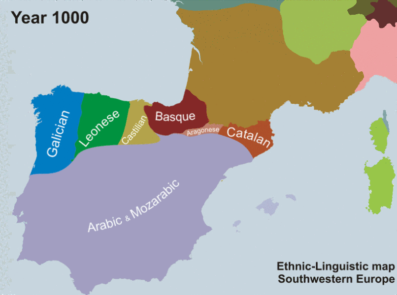Ethnic-linguistic map of Southwestern Europe