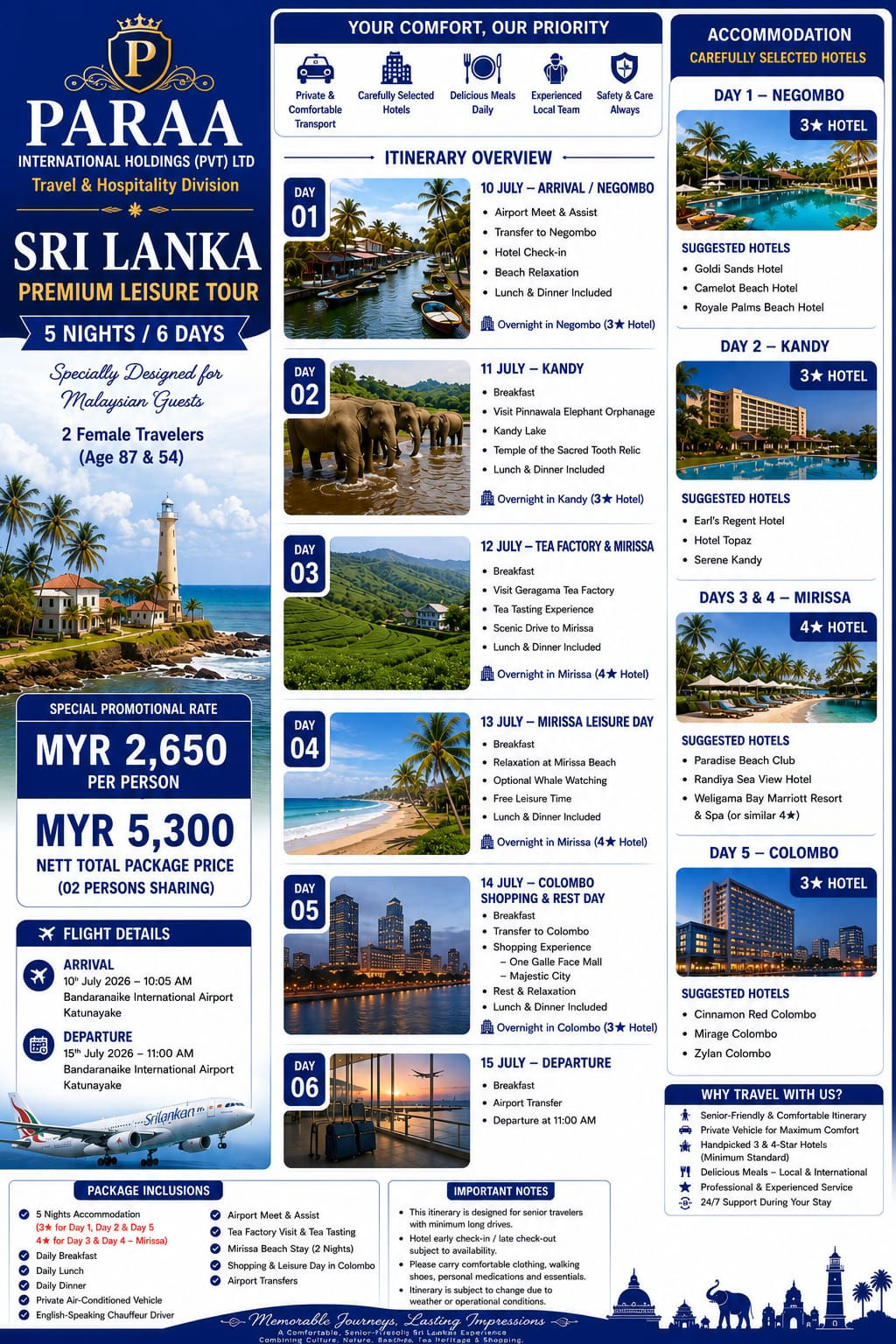 PARAA Srilanka 6 days Tour (2 Persons)