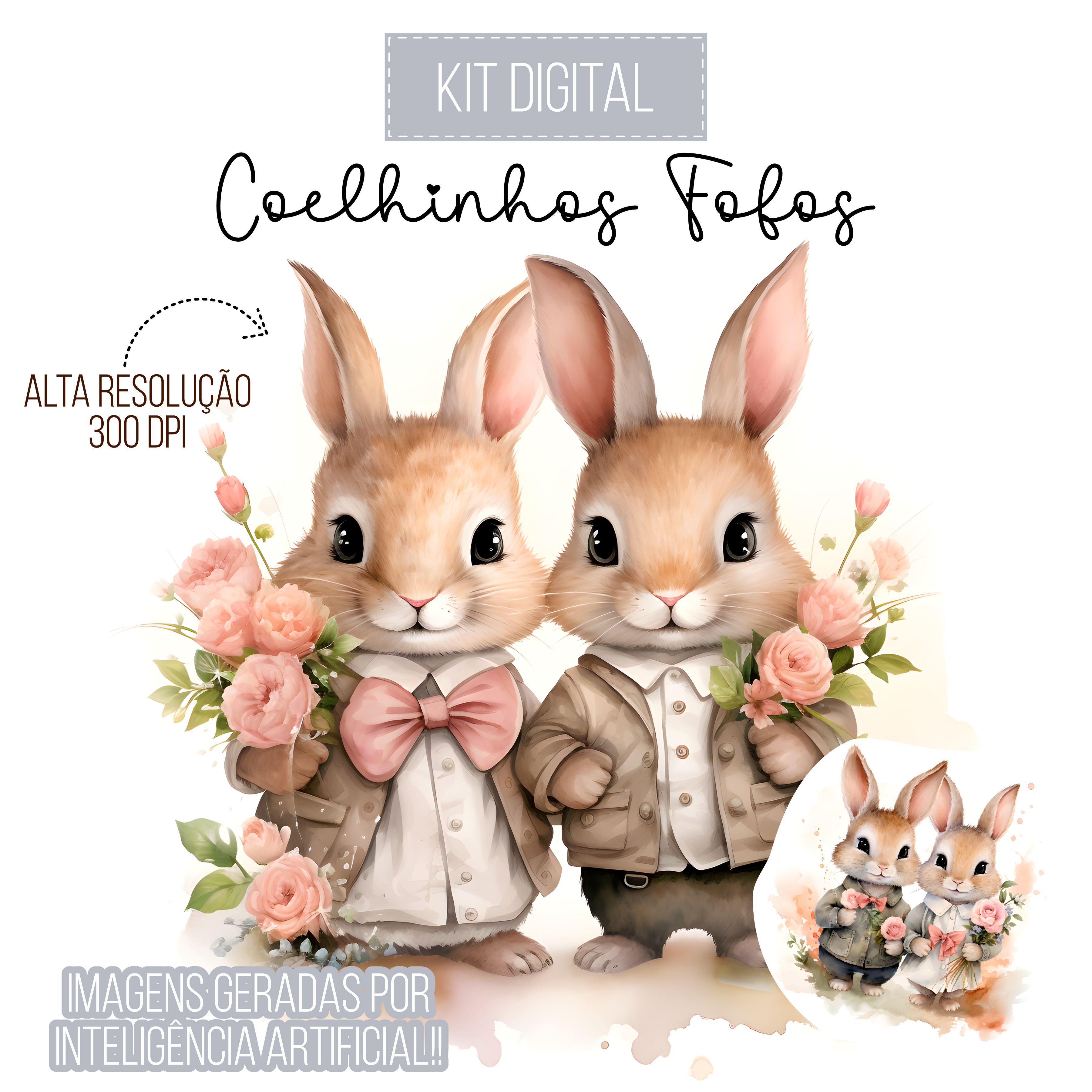 Kit Coelhinhos Fofos por IA