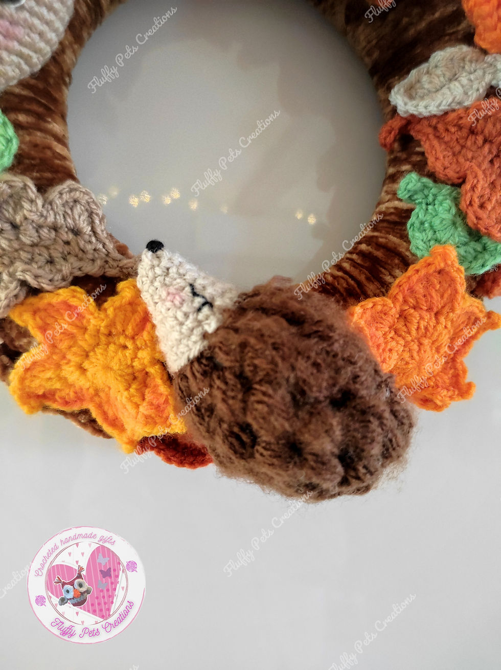 Thumbnail: Autumn, Fall theme wreath with cute additions of fall leaves, acorn, hedgehog