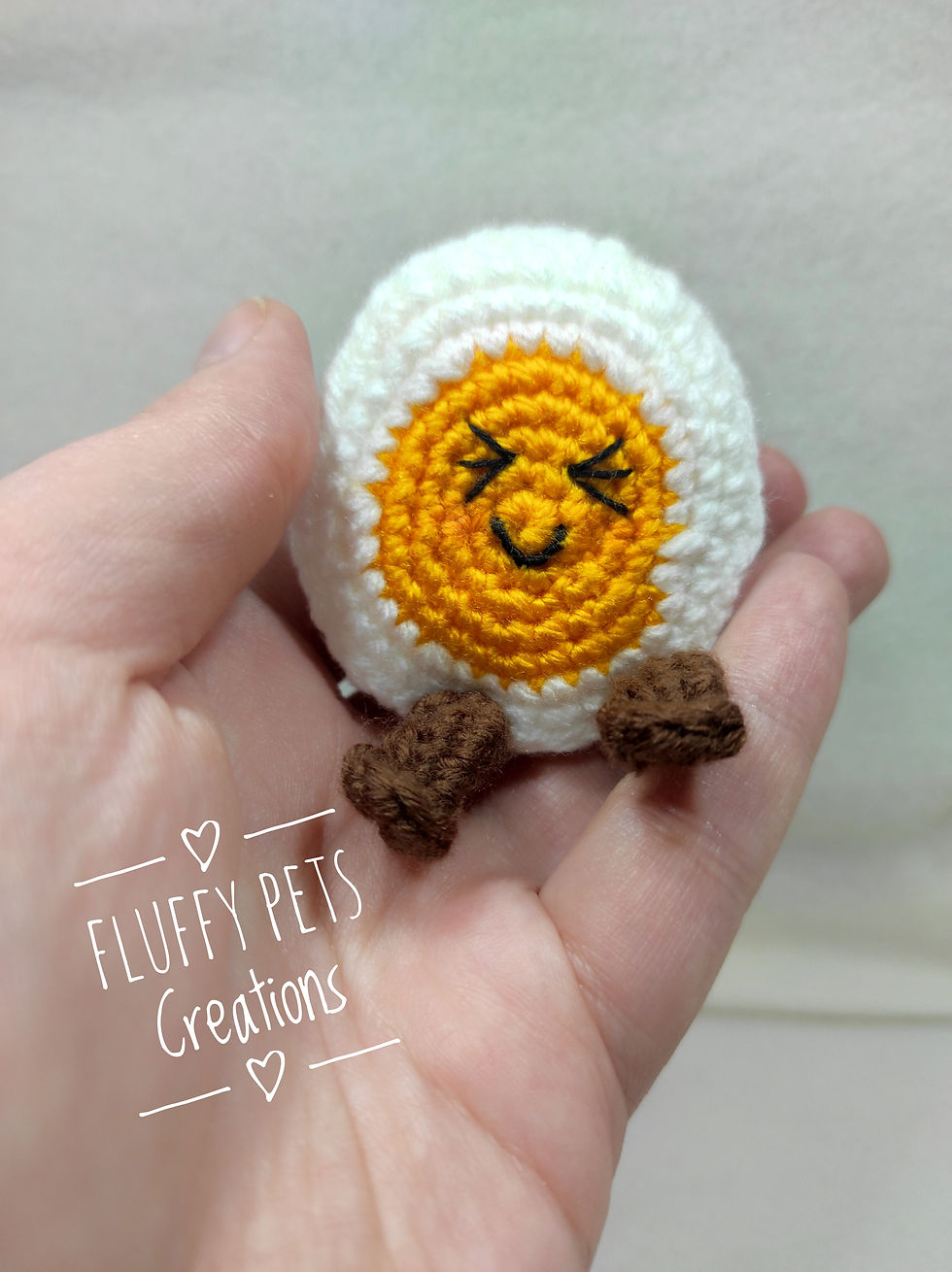 Thumbnail: Crochet cute smiling egg, amigurumi keyring/handbag charm