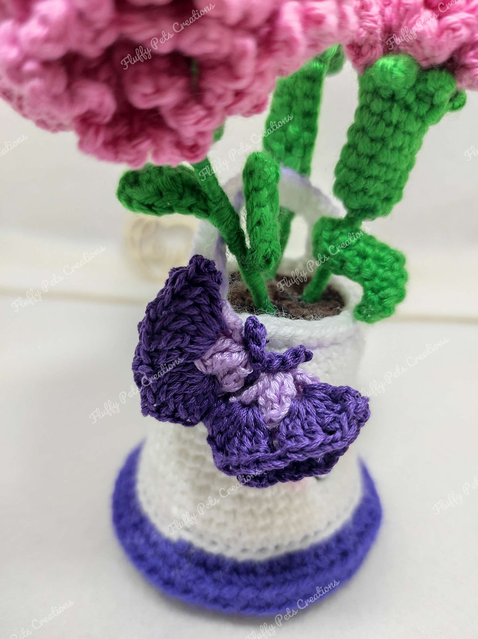 Thumbnail: Crochet Smiley Watering Can Flower planter with Carnations 