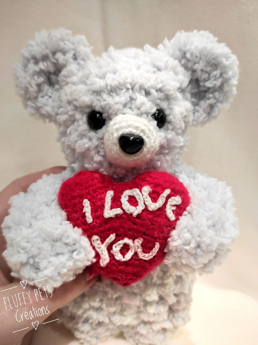 Thumbnail: Crocheted cute amigurumi 'I Love You' Bear gift ornament