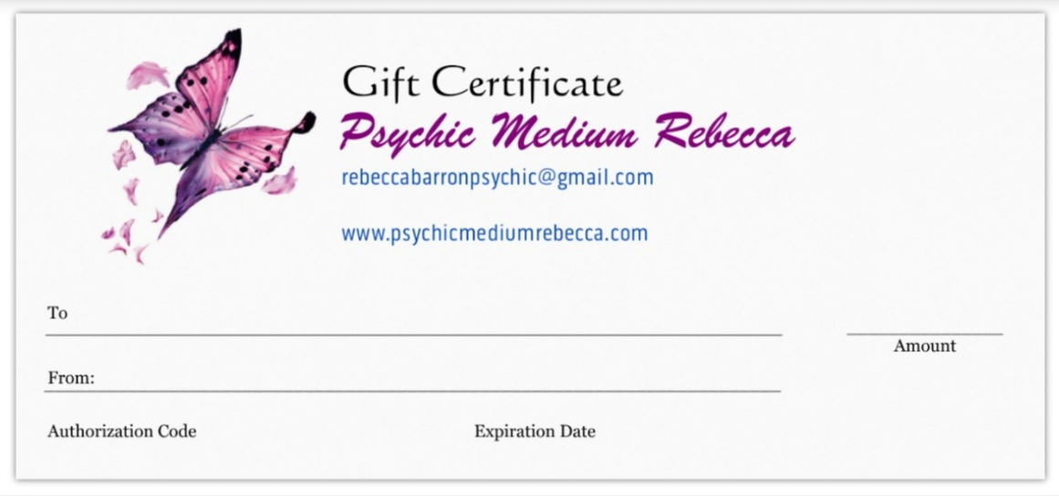 €100 Virtual Gift Card for Psychic Medium Rebecca
