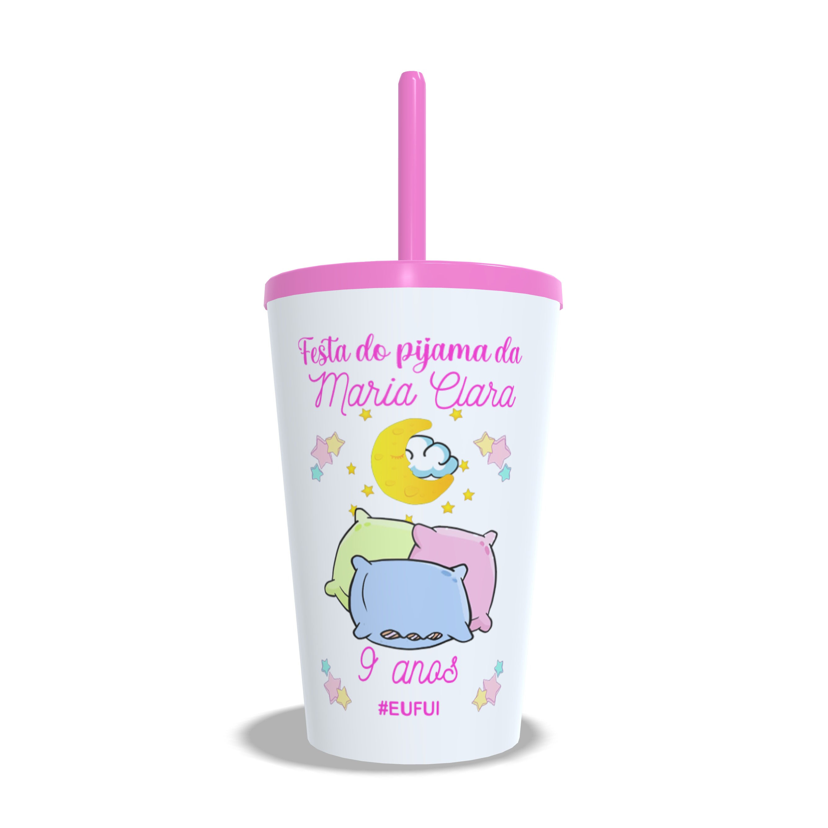 Festa do pijama - Copo twister com tampa e canudo 300ML