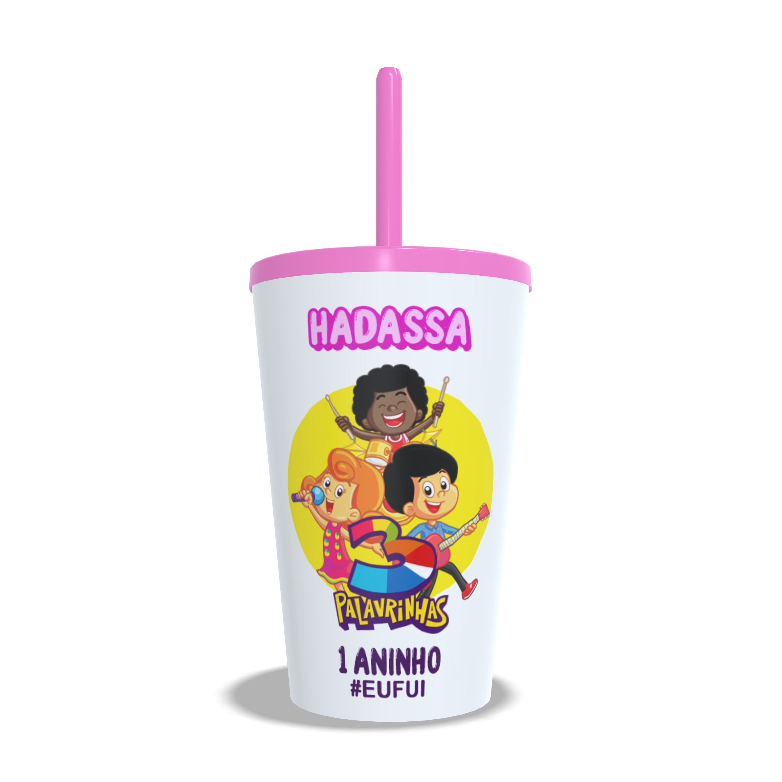 3 palavrinhas - Copo twister com tampa e canudo 300ML