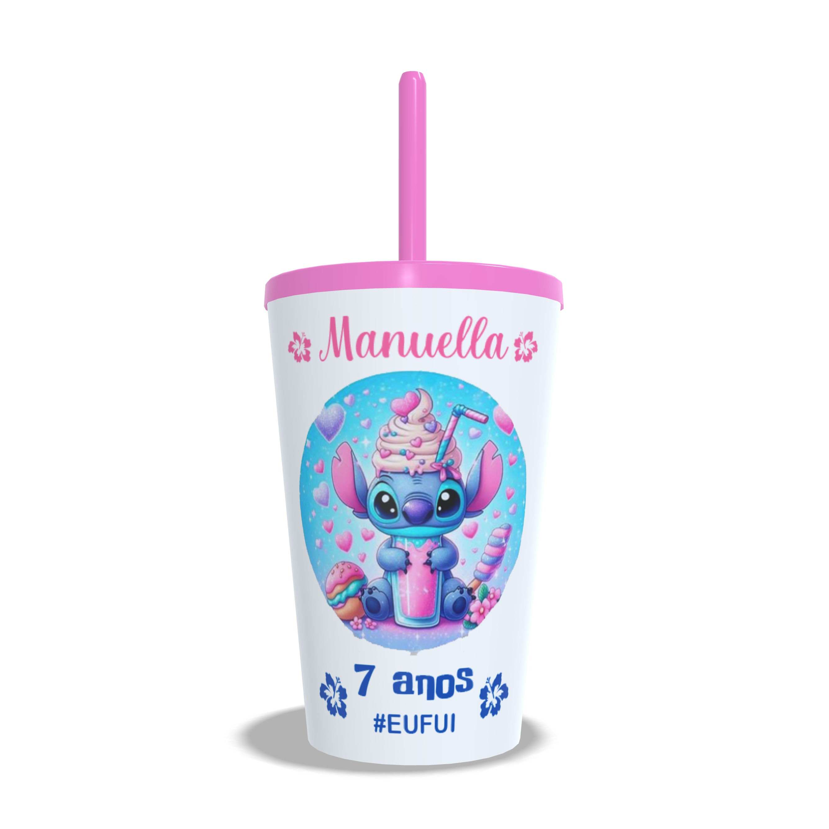 Stitch - Copo twister com tampa e canudo 300ML