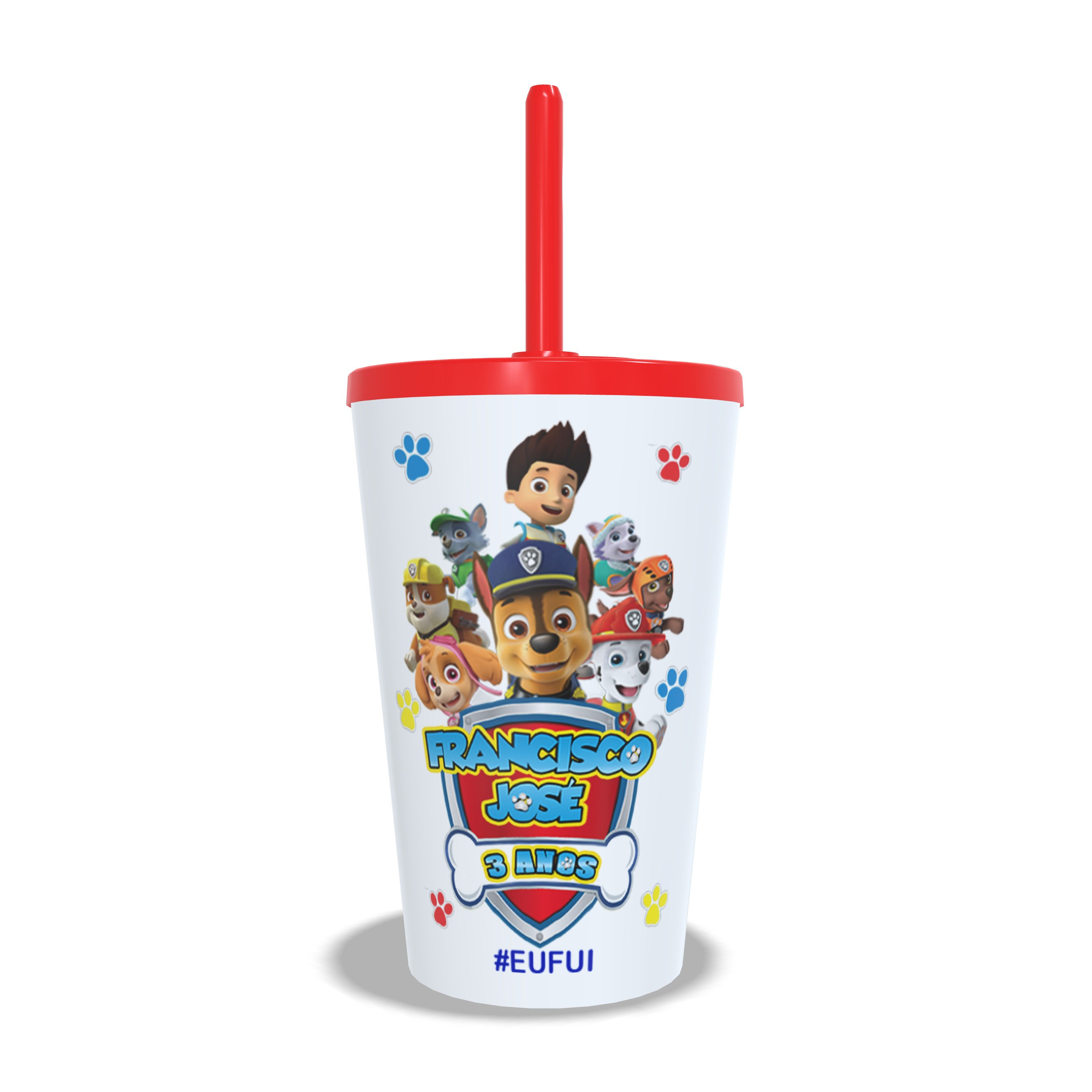 Patrulha Canina - Copo twister com tampa e canudo 300ML