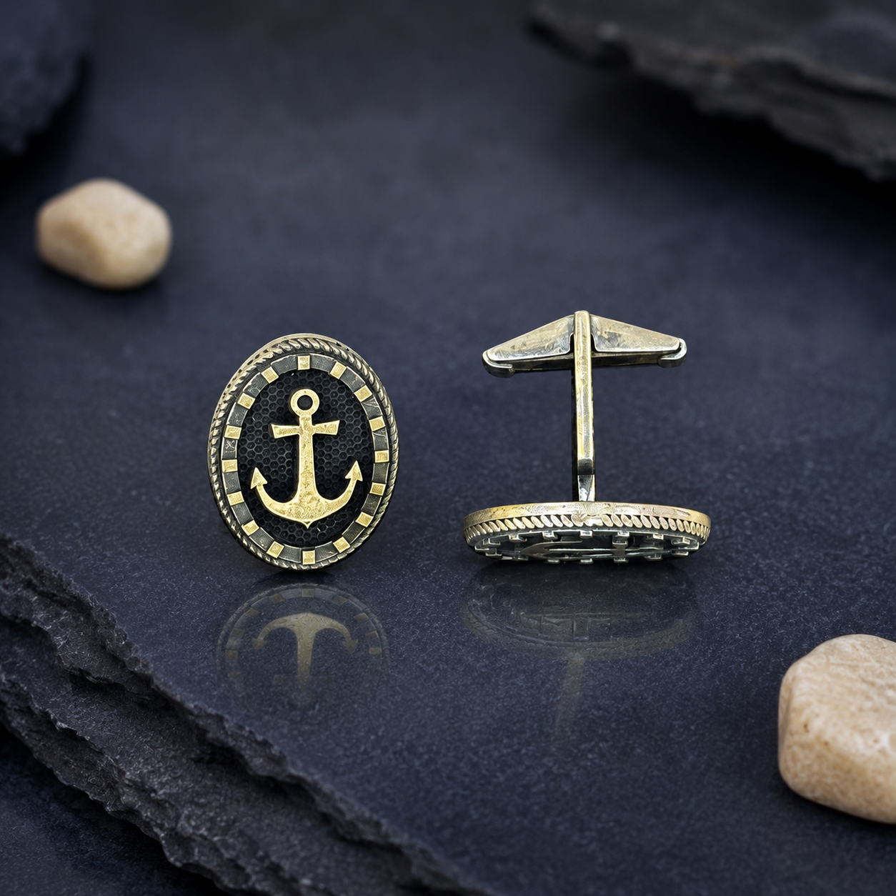 Vintage Anchor Oxidised Men’s Cufflinks