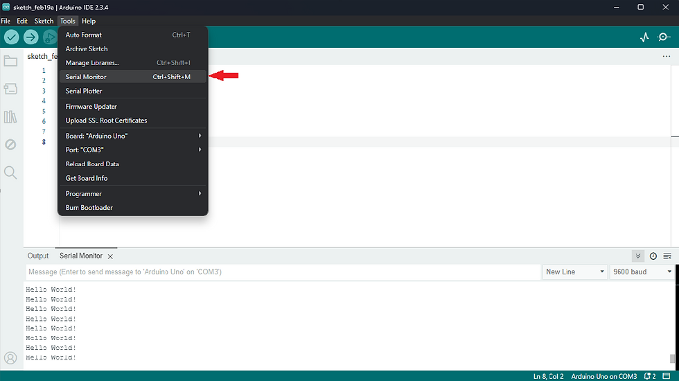 Arduino IDE monitor serial