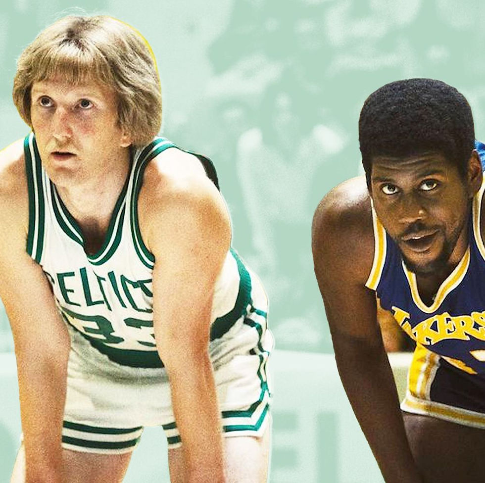Larry Bird和Magic Johnson在nba合影